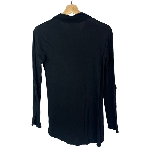 Splendid Black Mixed Media 3/4 Sleeve Henley Top XS - Picture 3 of 4